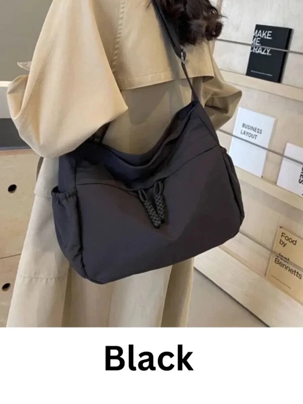 Large Capacity Retro Nylon Hobo  Tote Crossbody Shoulder Bag Lightweight beach